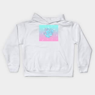 Ombre Pink and Cyan Angel Cow Kids Hoodie